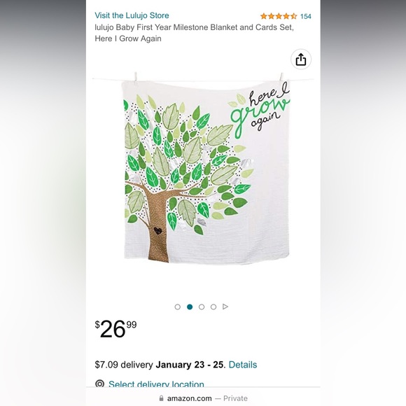 Lulujo baby’s first year here I grow again blanket and card set - Picture 5 of 7